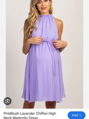 PinkBlush Lavender Chiffon High Neck Maternity Dress medium